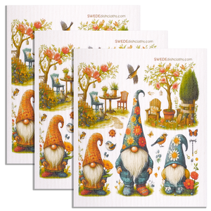 Eco-Friendly Swedish Dishcloths - Gnomes with Birds Set of 3 (Paper Towel Replacements)