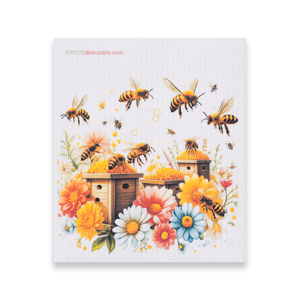 Eco-Friendly Swedish Dishcloths - Mixed Bees 2024 Set of 3 (Paper Towel Replacements, One of Each Design)