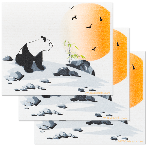 Panda and Birds Set of 3 Paper Towel Replacements | Swededishcloths