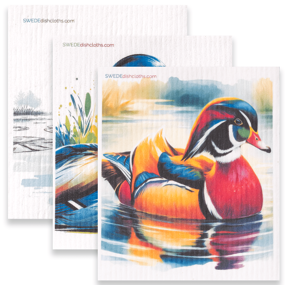 Eco-Friendly Swedish Dishcloths - Mixed Ducks Set of 3 (Paper Towel Replacements, One of Each Design) - SWEDEdishcloths.com