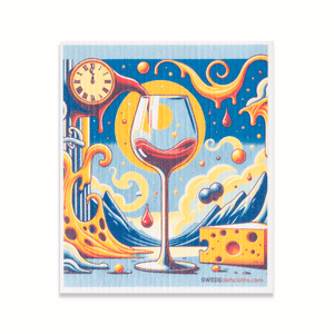 Eco-Friendly Swedish Dishcloths - Surreal Wine Clock (Paper Towel Replacement) - SWEDEdishcloths.com