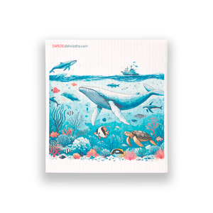 Eco-Friendly Swedish Dishcloths - Mixed Whales Set of 3 (Paper Towel Replacements, One of Each Design)