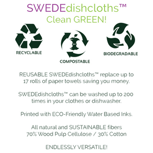 Save Water Drink Wine Set of 3 each Swedish Dishcloths | ECO Friendly Absorbent Cleaning Cloth | Reusable Cleaning Wipes