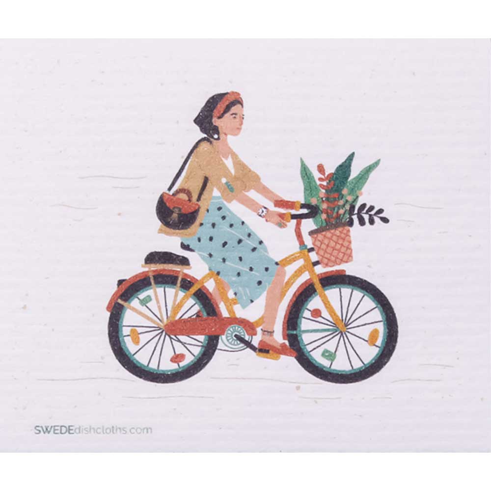 Bike with Basket Swedish Dishcloth | ECO Friendly Absorbent Cleaning Cloth