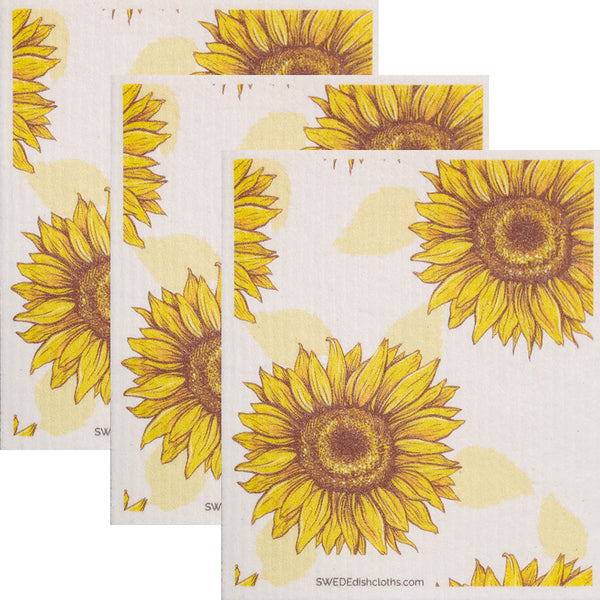Blooming Sunflower Set of 3 Swedish Dishcloths