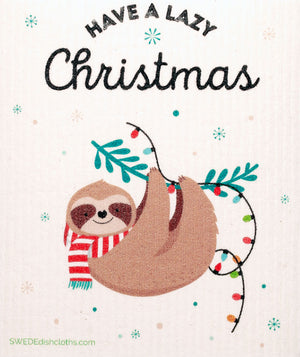 Christmas Sloth Single Cloth | ECO Friendly Absorbent Cleaning Cloth