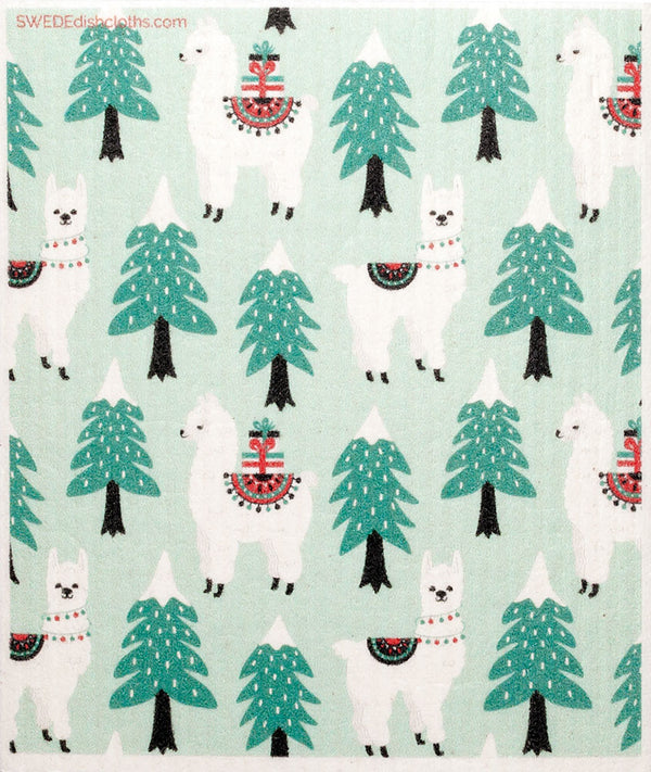Christmas Llamas Single Cloth | ECO Friendly Absorbent Cleaning Cloth