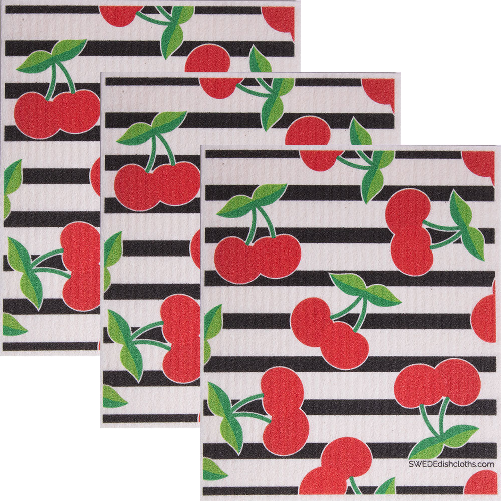 Swedish Dishcloth (Cherry Collage) Set of 3 Paper Towel Replacements | Swededishcloths