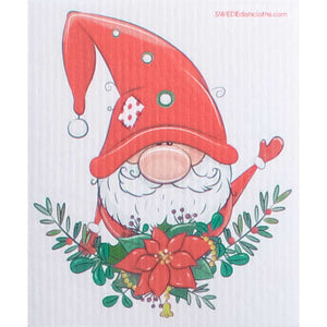 Christmas Gnome Swedish Dishcloth | ECO Friendly Absorbent Cleaning Cloth
