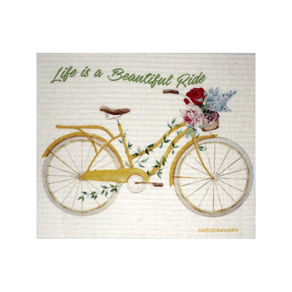 Swedish Dishcloths "Beautiful Life Bike" One Dishcloth | ECO Friendly Reusable Absorbent Cleaning Cloth