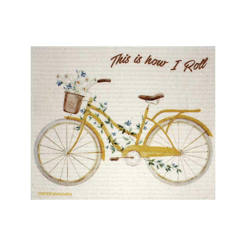 Swedish Dishcloths "How I Roll Bike" One Dishcloth | ECO Friendly Reusable Absorbent Cleaning Cloth