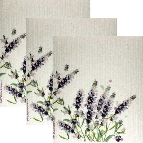 Swedish Dishcloths Lavender Flowers Set of 3 cloths Eco Friendly Absorbent Cleaning Cloth