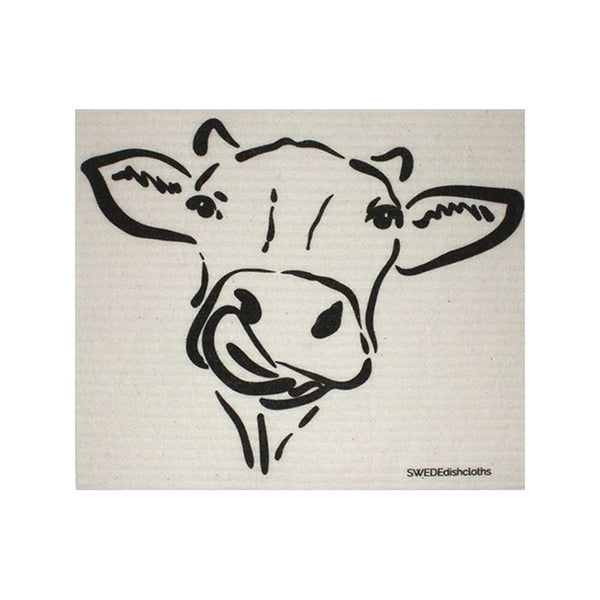 Swedish Dishcloths "Cow Silhouette on Natural" One Dishcloth | ECO Friendly Reusable Absorbent Cleaning Cloth