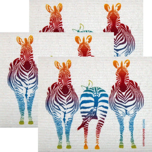 Colorful Zebra Set of 3 each Swedish Dishcloths - SWEDEdishcloths.com