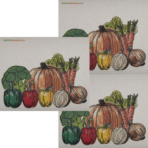 Fresh Vegetables Set of 3 each Swedish Dishcloths | ECO Friendly Absorbent Cleaning Cloth | Reusable Cleaning Wipes - SWEDEdishcloths.com