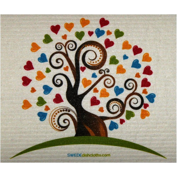 Heart Tree One Each Swedish Dishcloth | Eco Friendly Absorbent Cleaning Cloth | Reusable Cleaning Wipes - 1