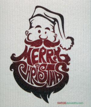 Merry Christmas Santa Beard One cloth Swedish Dishcloths | ECO Friendly Absorbent Cleaning Cloth - SWEDEdishcloths.com