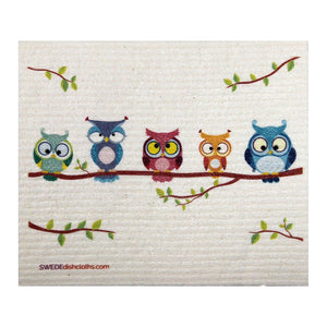 Mixed Owls Set of 3 cloths (One of each design) Swedish Dishcloths ECO Absorbent Cleaning Cloth - SWEDEdishcloths.com