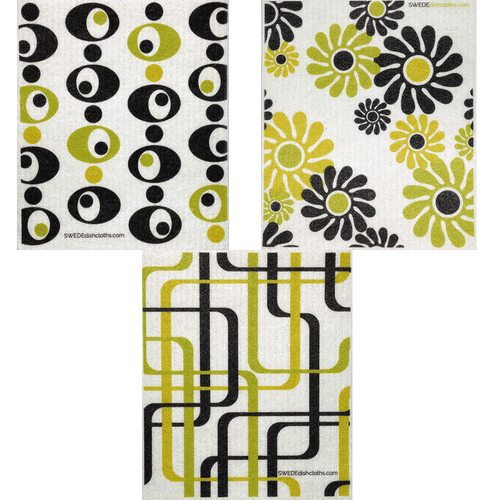 Modern Patterns Set of 3 cloths (One of each design) Swedish Dishcloths - SWEDEdishcloths.com