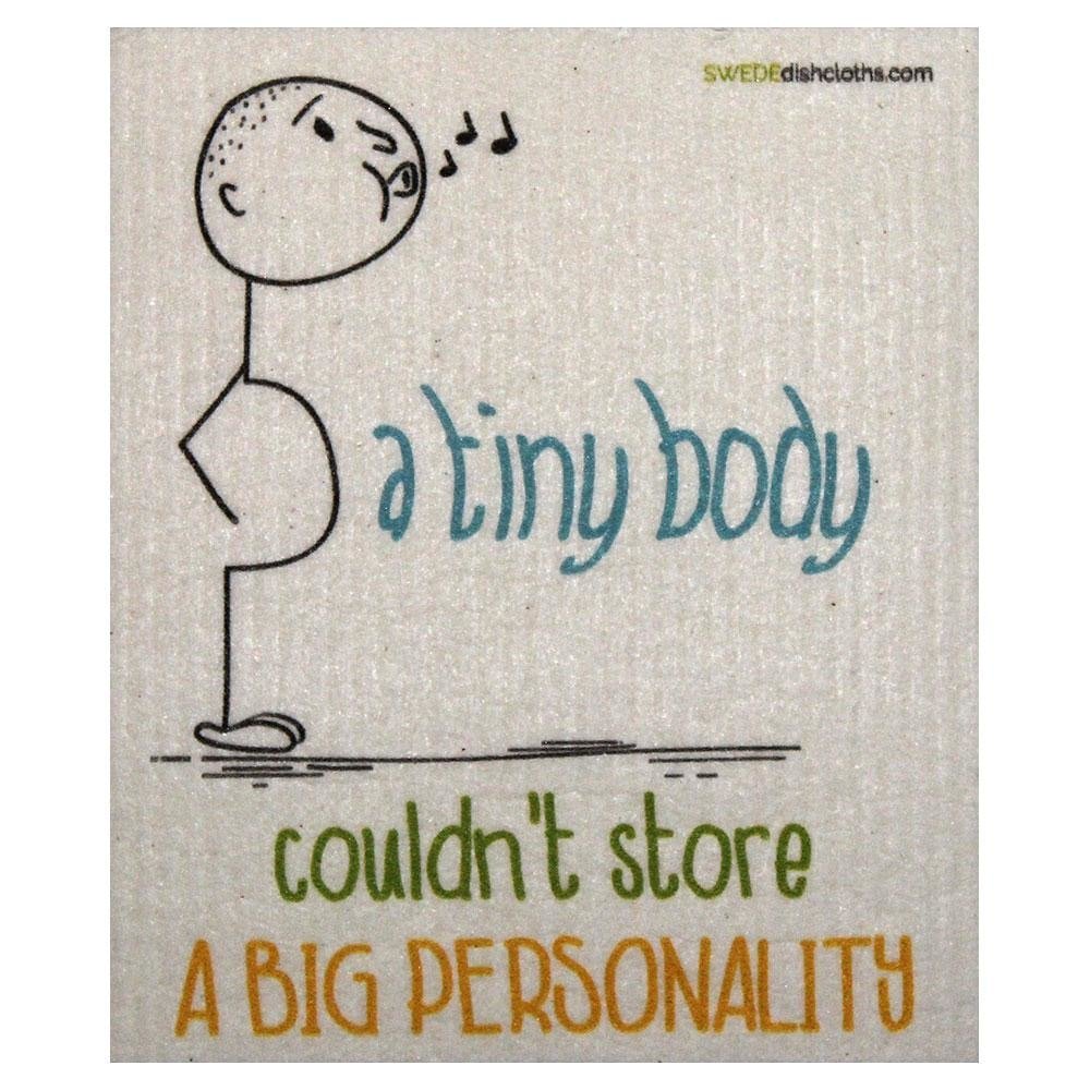 StickMan Sayings Tiny Body One Swedish Dishcloths | ECO Friendly Absorbent Cleaning Cloth | Reusable Cleaning Wipes - SWEDEdishcloths.com