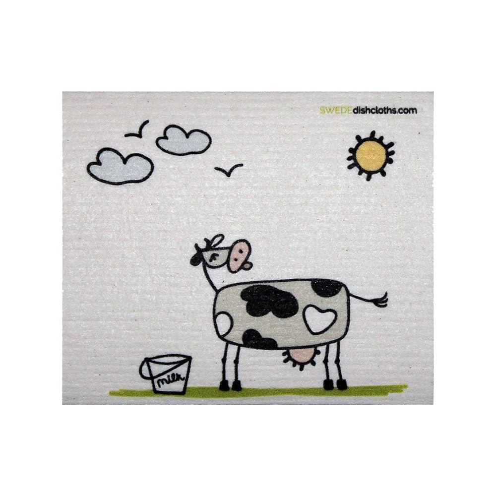 Swedish Dishcloth One Swedish Dishcloth Fun Cow in Sun Design - SWEDEdishcloths.com