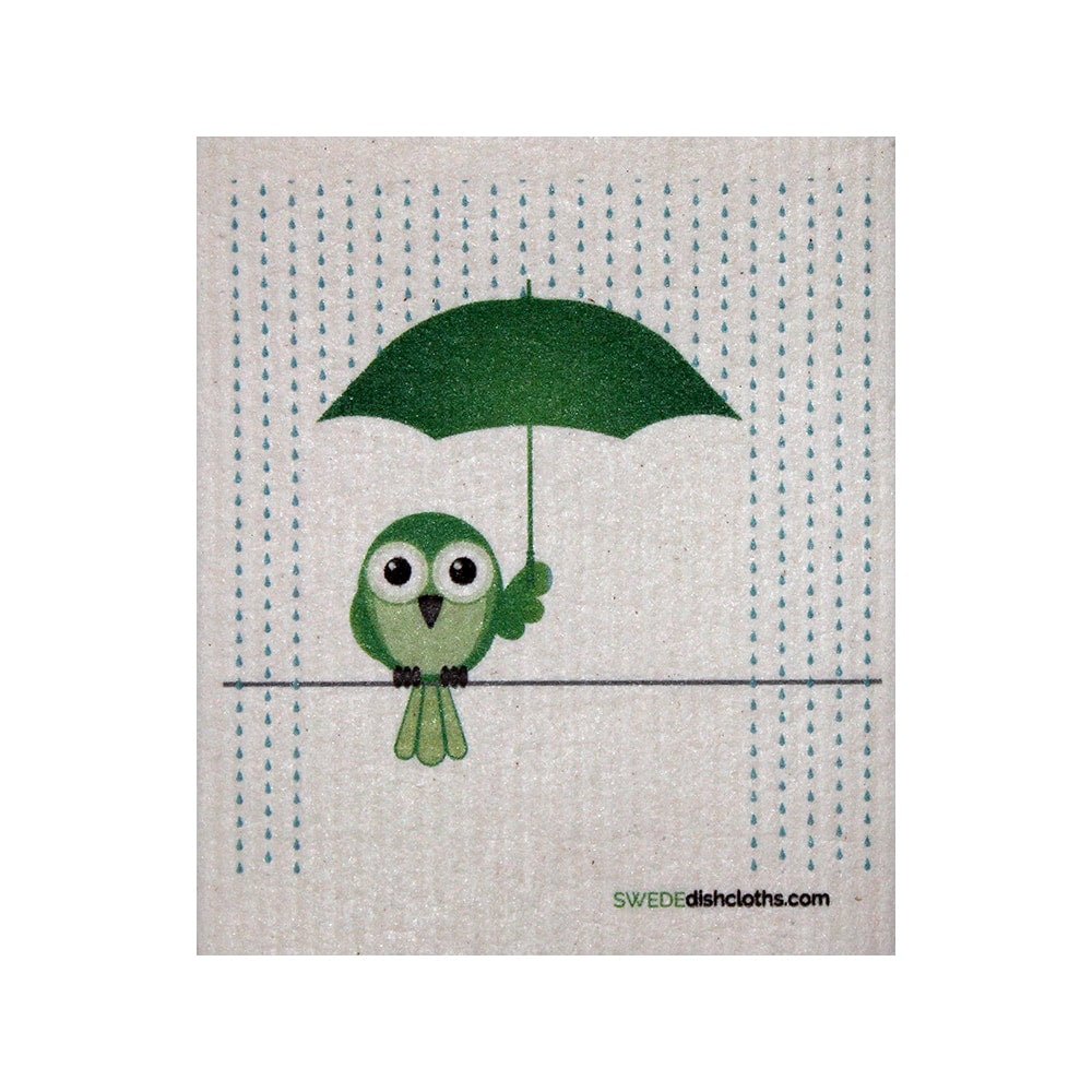 Swedish Dishcloth One Swedish Dishcloth Greenbird in Rain Design - SWEDEdishcloths.com