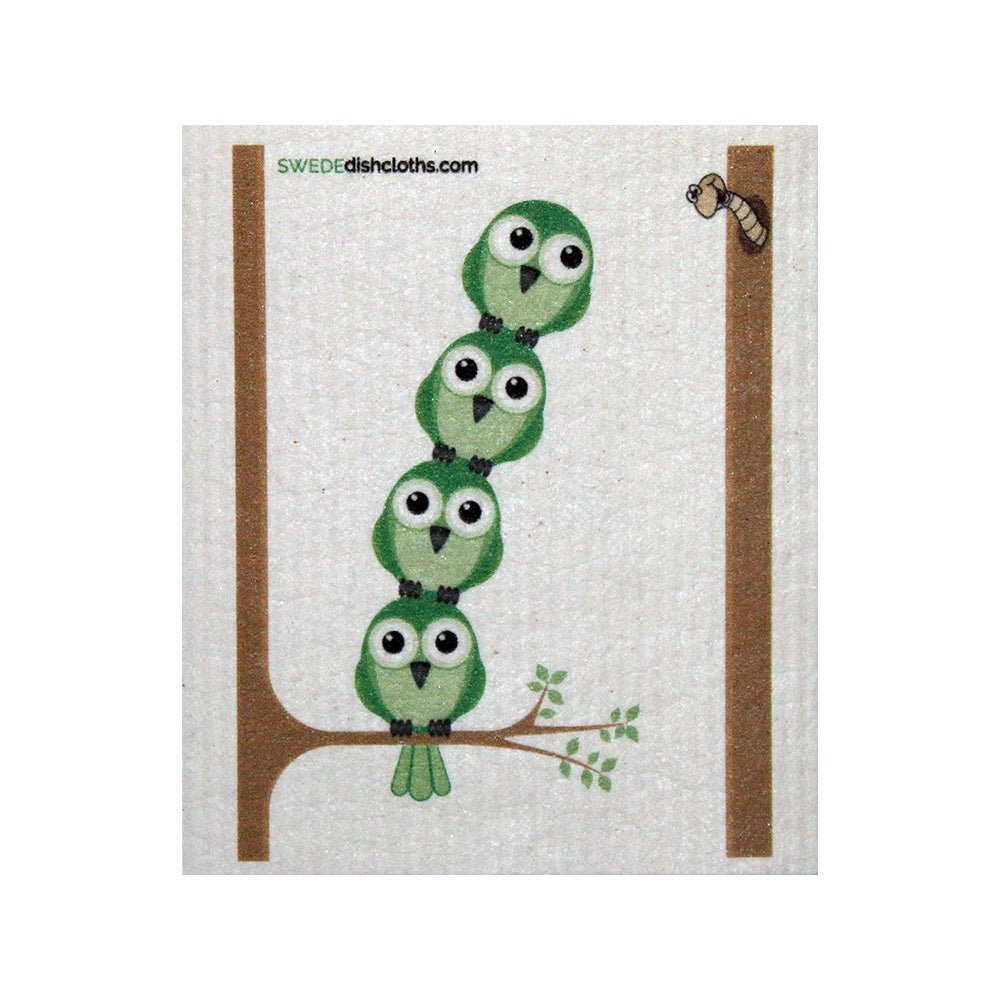 Swedish Dishcloth One Swedish Dishcloth Greenbirds in Tree Design - SWEDEdishcloths.com