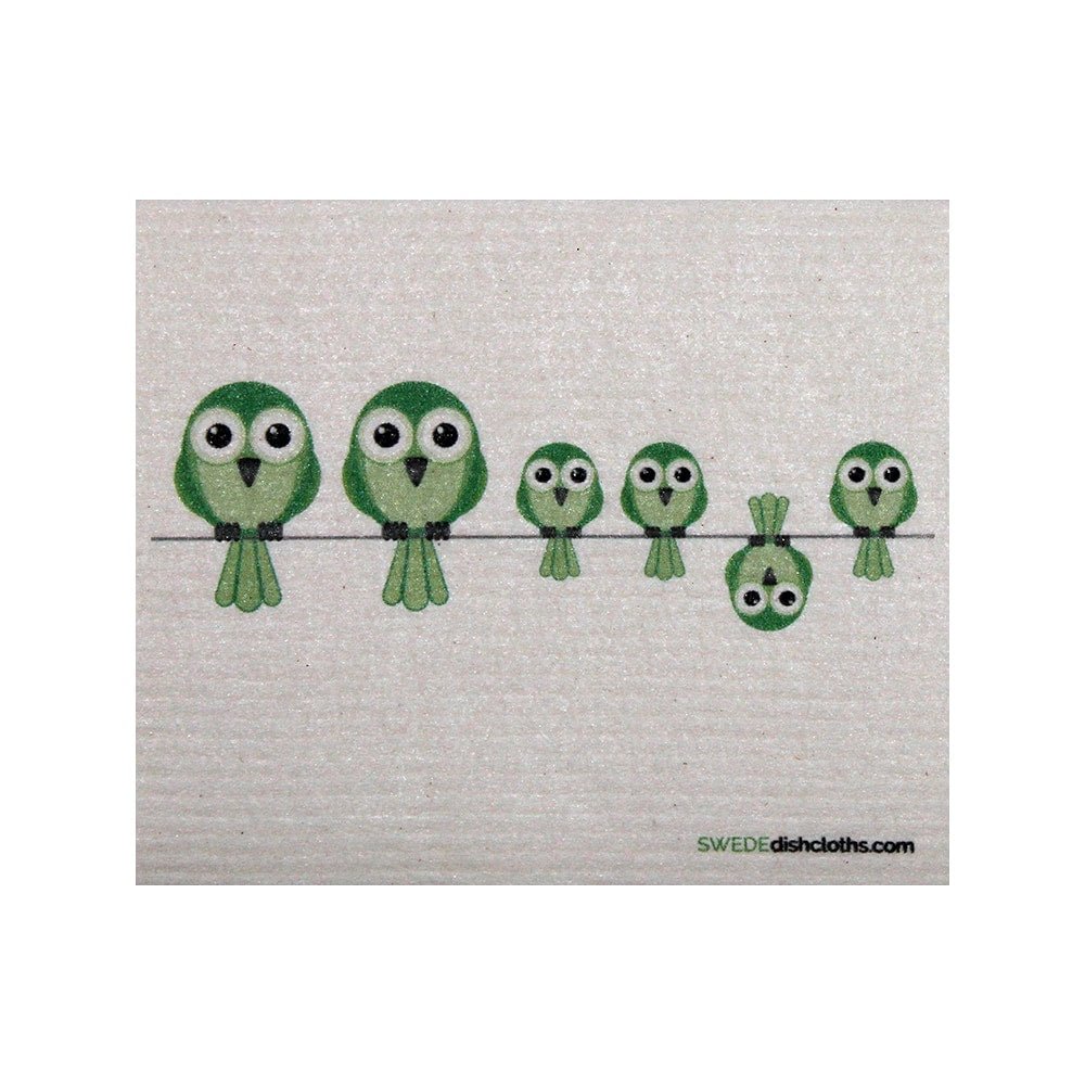 Swedish Dishcloth One Swedish Dishcloth Greenbirds on Wire Design - SWEDEdishcloths.com