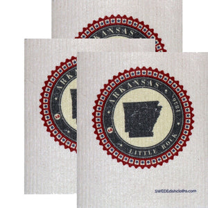 Swedish Dishcloth Set of 3 each Swedish Dishcloth Badge Design - Arkansas