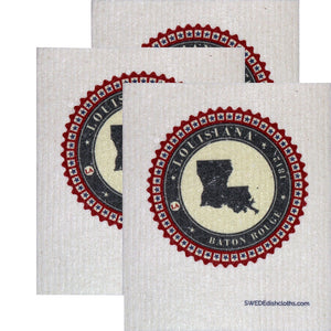 Swedish Dishcloth Set of 3 each Swedish Dishcloth Badge Design - Louisiana