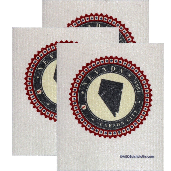 Swedish Dishcloth  Set of 3 each Swedish Dishcloth Badge Design - Nevada
