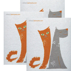 Swedish Dishcloth Set of 3 each Swedish Dishcloths Dog/Cat Friends Design