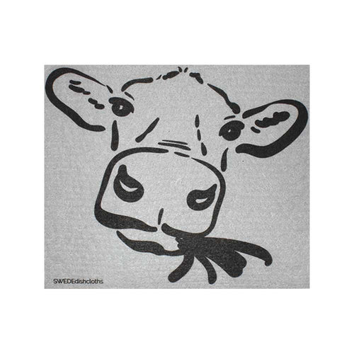Swedish Dishcloths "Cow Silhouette on Gray" One Dishcloth | ECO Friendly Reusable Absorbent Cleaning Cloth - SWEDEdishcloths.com