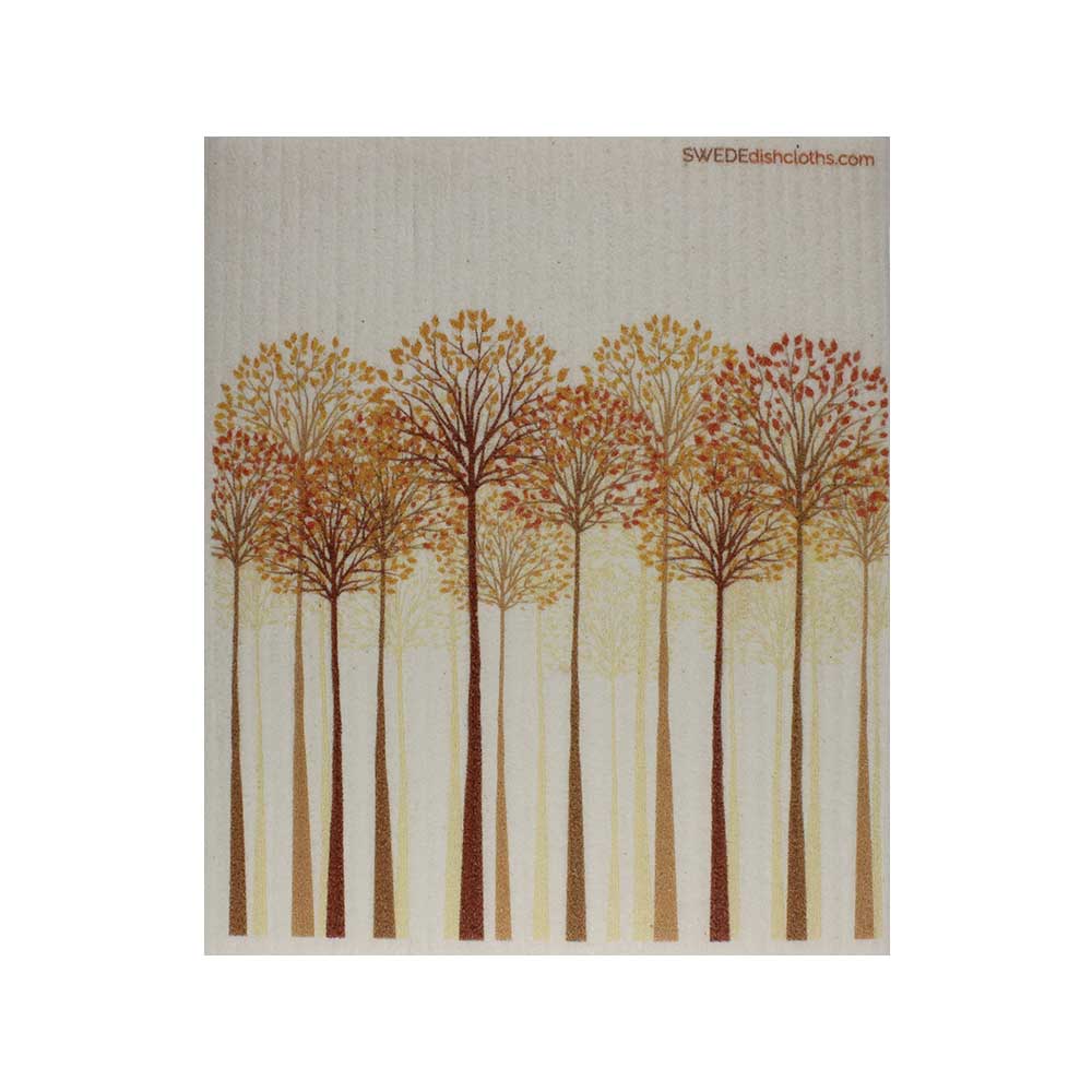 Swedish Dishcloths "Tall Autumn Trees" One Dishcloth | ECO Friendly Reusable Absorbent Cleaning Cloth - SWEDEdishcloths.com